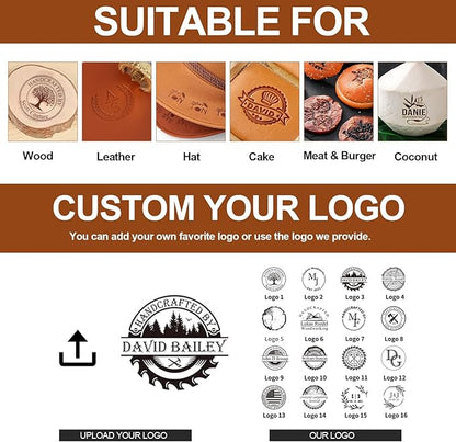 Terwex Branding Iron for Wood - Custom Wood Branding Iron - Durable Wood Burning Stamp Letter Stamp - Metal Logo Stamp for Leather Food - Wedding Handmade Lover Personalized Gifts - Woodworking Tools