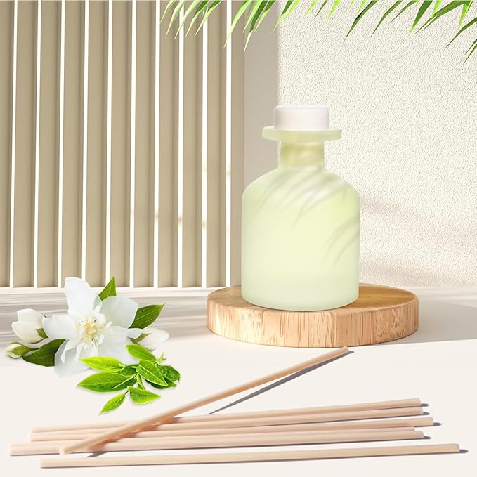 YISOWUH Reed Diffuser - Jasmine Green Tea 3.38oz (100ml) 2 Packs Essential Oil Reed Diffuser Set with 16 Sticks, Long Lasting Fragrance for Home, Bathroom, Bedroom, Room, Decor