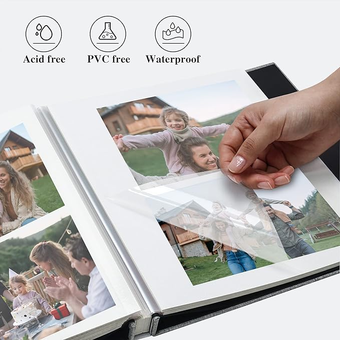 Vienrose Large Photo Album Self Adhesive for 4x6 8x10 Pictures Linen Scrapbook Album DIY 60 Blank Pages with A Metallic Pen Orange