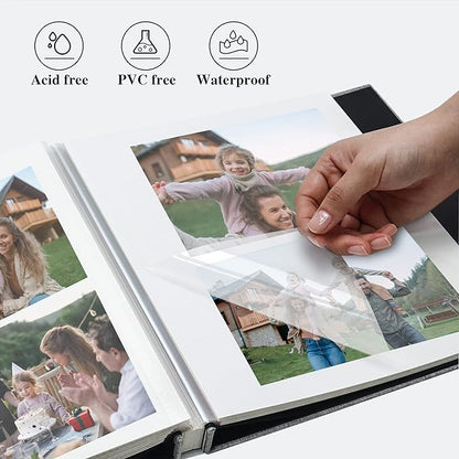 Vienrose Large Photo Album Self Adhesive for 4x6 8x10 Pictures Linen Scrapbook Album DIY 60 Blank Pages with A Metallic Pen Orange