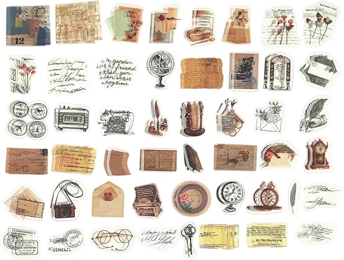 200PCS Vintage Scrapbooking Supplies Pack for Junk Journal Planners Decoupage Paper Scrapbook Stickers Aesthetic Cottagecore Collage Craft Album (Handwritten letters)