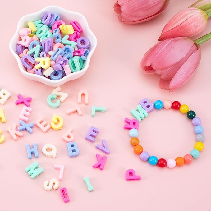 45-50pcs Large Alphabet Letter Beads, Colorful A-Z Mixed Alphabet Beads for DIY Crafts, Acrylic Letter Loose Spacer Charms for Keychains Necklaces Bracelets Jewelry Making(15g)- Random Colors