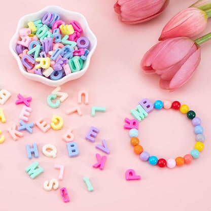 45-50pcs Large Alphabet Letter Beads, Colorful A-Z Mixed Alphabet Beads for DIY Crafts, Acrylic Letter Loose Spacer Charms for Keychains Necklaces Bracelets Jewelry Making(15g)- Random Colors