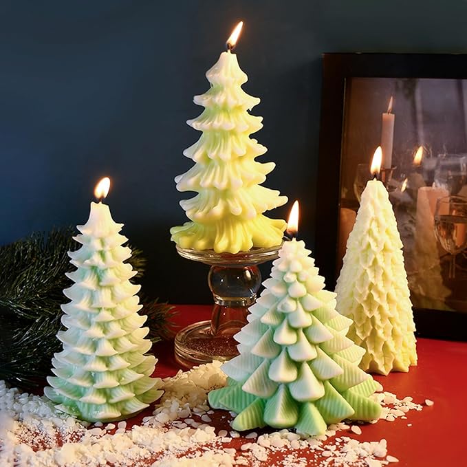 5 PCS 3D Christmas Tree Pine Cone Silicone Candle Soap Epoxy Resin Wax Mold Silicone Shapes Christmas Tree Mold For Candle Resin Soap Craft Cake Chocolate Making Kit Christmas Gift Decoration