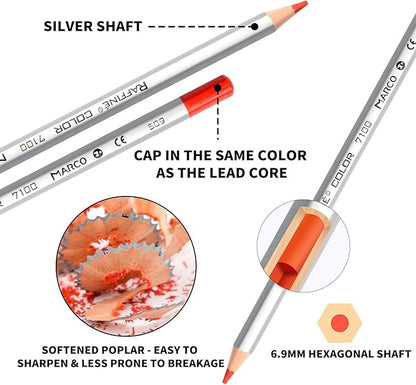 AXUS MARCO Oil Colored Pencils Sets For Adults Colour Pencils in Iron Box Ideal for Sketching, Illustrations, Doodling & Design Great for Art Lovers & Pros. (RAFFINÉ 7100 Series-72 Colors)