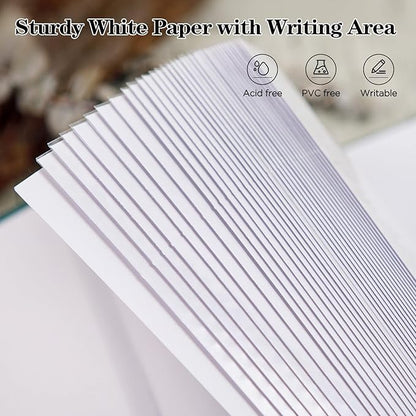 Mublalbum Small 4x6 Photo Album Linen Cover with Memo Areas Photobook Pictures Book Holds Vertical Pockets for Wedding Family Baby and Vacation (Blue)