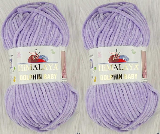 2 Skein/Pack Himalaya Dolphin Baby Chenille Yarn, Each Ball 100 gr (3.5 oz), 120 m (132 Yards), 100% Polyester, Super Bulky Baby Blanket Velvet Amigurumi Yarn, 80305 - Lavender