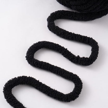 Black Jumbo Chunky Chenille Yarn for Crocheting, Thick Plush Yarn for Hand Knitting Blankets, Super Soft Bulky Yarn for DIY Projects, 2 Jumbo Pack