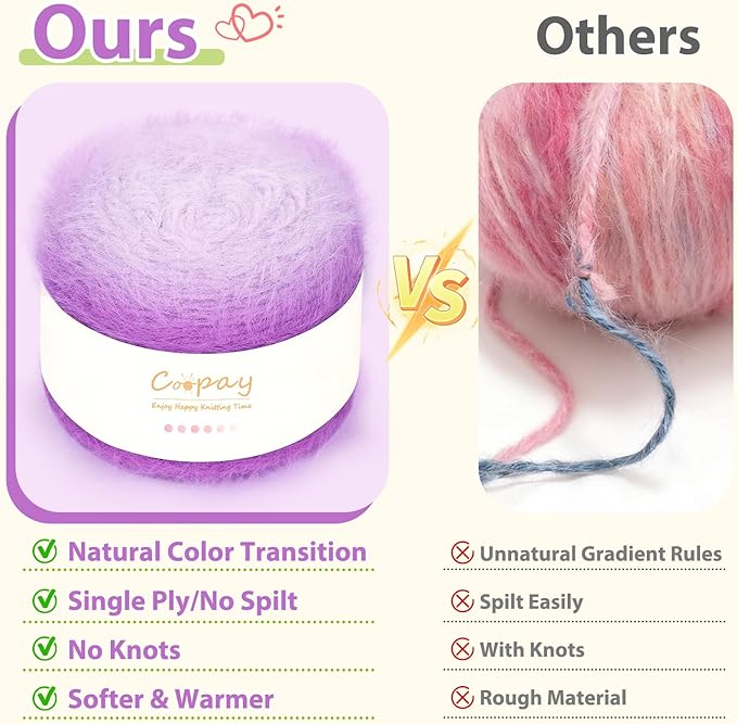Coopay Ombre Yarn for Crocheting and Knitting - 4 Pack Dual Gradient Yarn Cake with Plush of 100g/3.52oz - 190m/207yds - 38% Wool, 40% Nylon, 22% Acrylic for Sweaters, Hats, Scarves (Star Tulle)