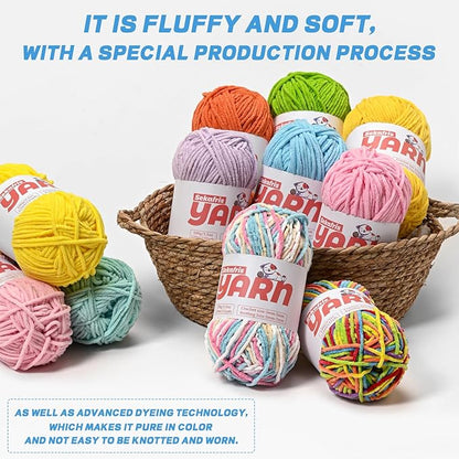 Plush Chunky Chenille Yarn for Crocheting, Soft Fluffy Velvet Yarn for Crocheting Amigurumi, Fuzzy Baby Blanket Knitting 200g/262yds Bulky(2 Aqua Green)