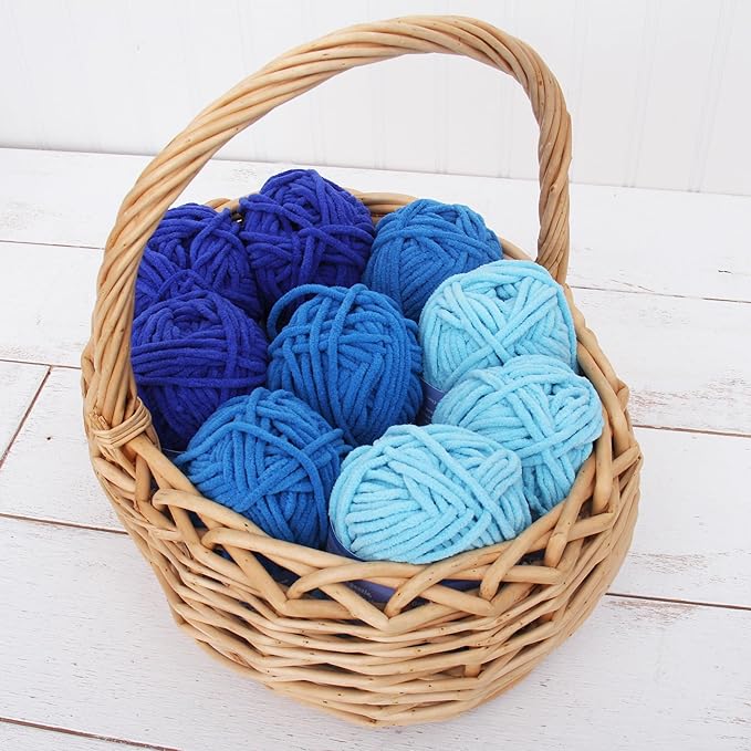 ThreadArt Chenille Yarn for Crocheting, Knitting, Amigurumi, Super Soft Plush Velvet Yarn - 50 Gram 60 yds #5 Fluffy Yarn Skeins - Seafoam 26