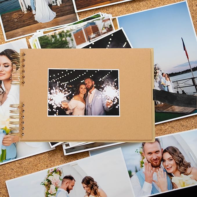PATIKIL Scrapbook Photo Albums, 8x12 Inch 80 Pages Hardcover Scrapbooking Book DIY Album Supplies Kit with Sticker Ribbon for Gift Journal Memory Book Wedding Anniversary, Black, 2 Pcs