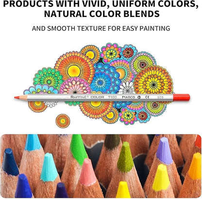 AXUS MARCO Oil-Based Colored Pencils, 36 Colors - Wooden Hexagonal Barrel, Iron Box. Ideal for Sketching, Illustrations, Doodling & Design. Great for Art Lovers & Pros. (RAFFINÉ 7100 Series-36 Colors)
