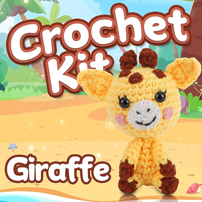 Crochet Kit for Beginners Crochet Animal Kit Crafts for Adults with Step by Step Video Tutorial Hobbies for Women Crochet kit Crochet Animals Beginner Crochet kit DIY Knitting Supplies（Handsome Deer）