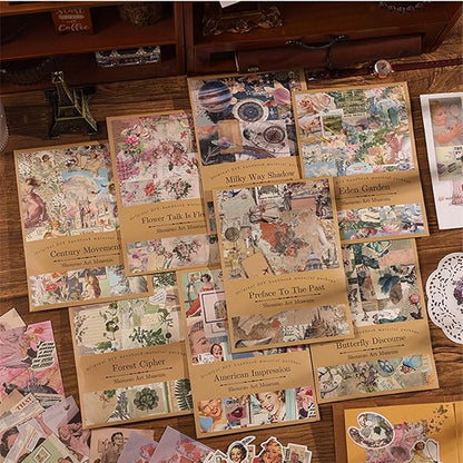100 Pieces Vintage Scrapbook Supplies Ephemera Pack for Junk Journal Planners Scrapbooking Paper Stickers for Art Aesthetic Journaling Kit Collage Decoupage Album (Old Story)