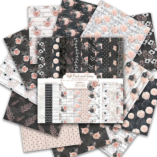 Scrapbook Paper 12x12 inch, 24 Sheets DIY Origami Decorative Craft, Double sided printing, Photo Album Decor Wooden-free Paper for Gift Wrapping Card Making Collage Album Decorative (Black)