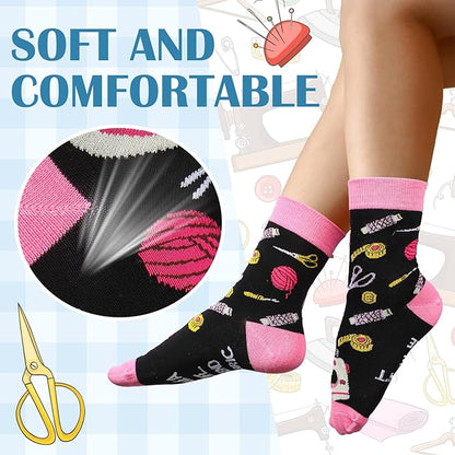 Baderke 6 Pcs Sewing Gifts for Seamstress Include Canvas Bag Cosmetic Bag 11 oz Coffee Mug Bookmark Socks and Pin Cushion for Quilters Sewing Lovers Christmas Gift