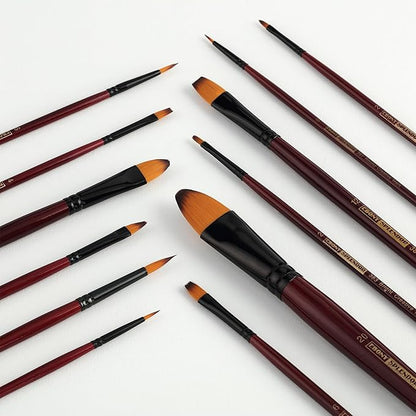 Creative Mark Ebony Splendor Short-Handle Synthetic Sable Paint Brush, Angular Set of 3, Teijin Multi