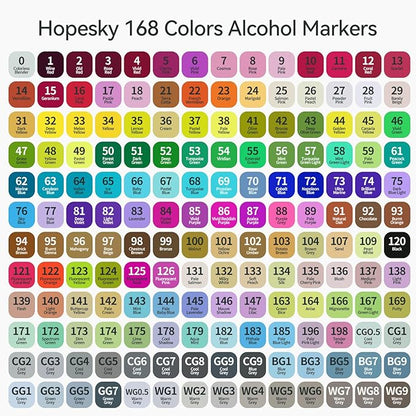 Hopesky 168 Colors Alcohol Markers - Dual Tip Permanent Art Markers Set for Coloring Drawing Painting, Fine and Chisel Tip Alcohol Based Pens with Carrying Case for Adult Artists