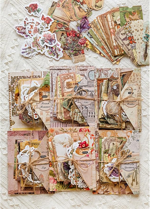 100PCS Vintage Journaling Scrapbooking Supplies Ephemera Pack for Junk Journal Planners Decoupage Paper Scrapbook Stickers Aesthetic Cottagecore Collage Craft Album (Romance)