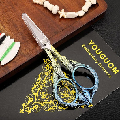 YOUGUOM Small Craft Scissors, Little Travel Sharp Embroidery Scissors All Purpose, Straight Tips Mini Sewing Shears, Precision Detail Thread Cutting Snips
