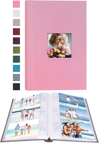 Mublalbum Photo Album 4x6 300 Photos Linen Cover with Memo Areas Photobook Pictures Book for Wedding Family Baby and Vacation (Pink)
