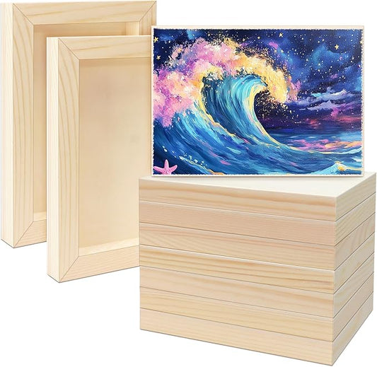 FSWCCK 10 Pack 5 x 7 inch Wood Panel Boards, Unfinished Wood Canvas Panels for Crafts, Painting Canvas, DIY Art Projects, Pouring, Arts Use with Oils, Acrylics