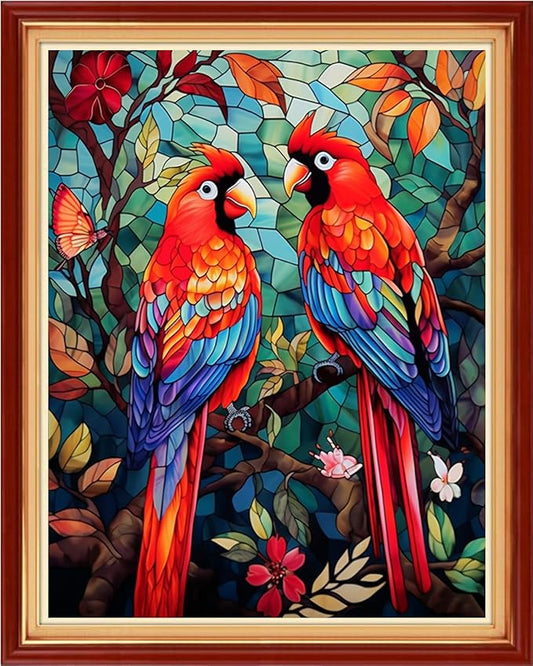 Artvxeay Stamped Cross Stitch Kits | Embroidery Kits for Beginners Craft Kit Needlepoint for Adults Supplies DIY 11CT- (Colorful Parrot 16x20 inch)