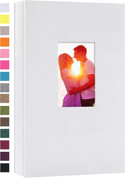 potricher Small Photo Album for 4x6 300 Photos Linen Cover Picture Book for Family Wedding Anniversary and Baby (White)