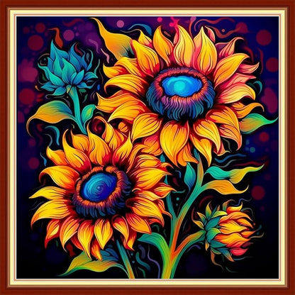 Redxing Stamped Cross Stitch Kits Embroidery kit for Beginners Adults Full Range of Embroidery Patterns Starter Kits DIY Printed Cross Stitch Kits Needlepoint Kits 11CT-Magic Sunflower 18x18 inchs