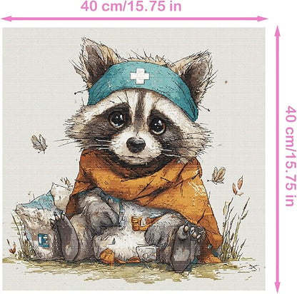 57lilina Stamped Cross Stitch Kits - 11CT Caccoon Easy Pre Printed Cross-Stitch Patterns for Adults, Advanced Embroidery Kit for Beginners, 16x16 in DIY Crossstitch Crafts for Wall Decor or Mom Gifts