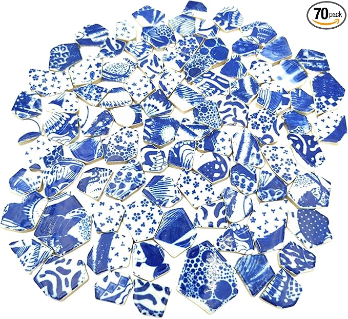 1.1 LB Porcelain Ceramic Mosaic Tiles,Broken Irregular Mosaic Tiles for DIY Craft Floor,Kitchen,Pool, Flower Pots Mosaic Making Supplies (Porcelain 02)