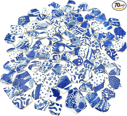 1.1 LB Porcelain Ceramic Mosaic Tiles,Broken Irregular Mosaic Tiles for DIY Craft Floor,Kitchen,Pool, Flower Pots Mosaic Making Supplies (Porcelain 02)