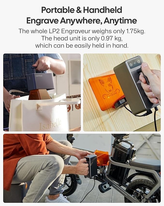 LaserPecker LP2 Laser Engraver with Roller, Portable and Handheld Laser Engraving Machine for Wood Metal Leather Acylic Engraving Laser Cutter, Suit Set with Versatile Rotary Roller