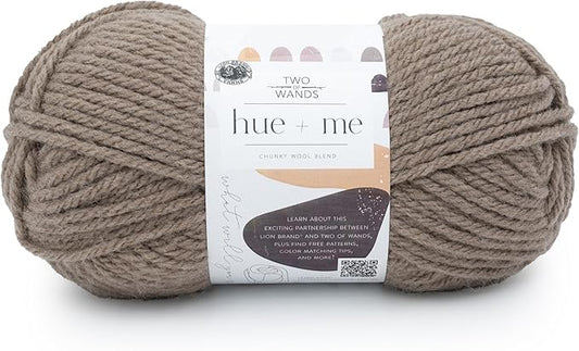 Lion Brand Yarn, Hue + Me Chunky Yarn for Crocheting, Knitting, and Crafts, Warm Stone, 1 Pack