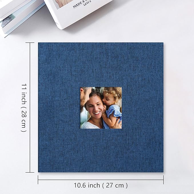 Vienrose Large Photo Album Self Adhesive for 4x6 8x10 Pictures Linen Scrapbook Album DIY 40 Blank Pages with A Metallic Pen