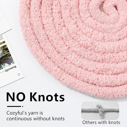 Chunky Yarn for Hand Knitting - #10 Chunky Chenille Yarn, Jumbo Big Thick Chunky Yarns for Crocheting, Super Bulky Chunky Knit Blanket Yarns, 8 Skein (25 yds 8 oz Each Skein), Pink