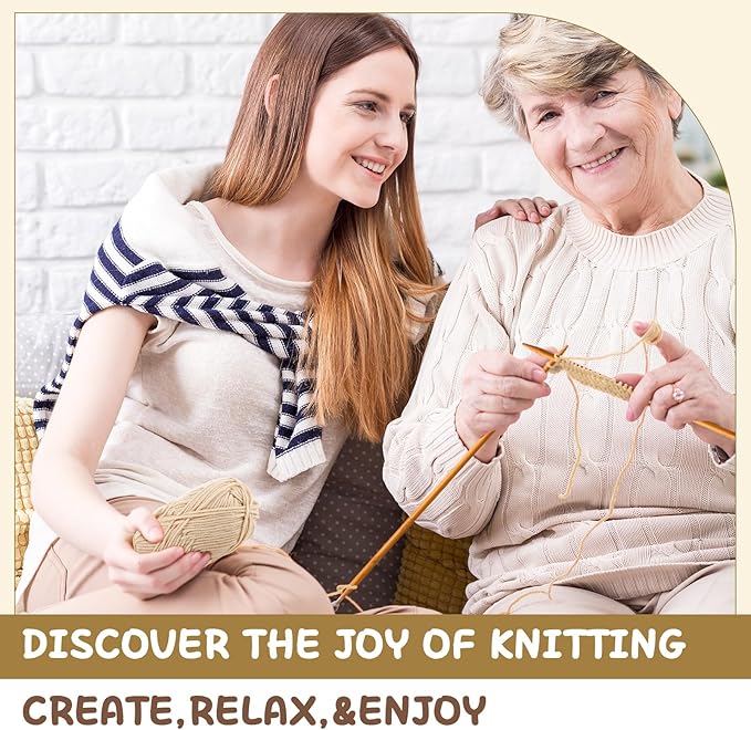 GliCraft Knitting Kit for Beginners Learn to Knit Kit for Adults Gloves Starter Bundle with Step-by-Step Instructions Includes Wool Yarn, Needles & Accessories(Beige)
