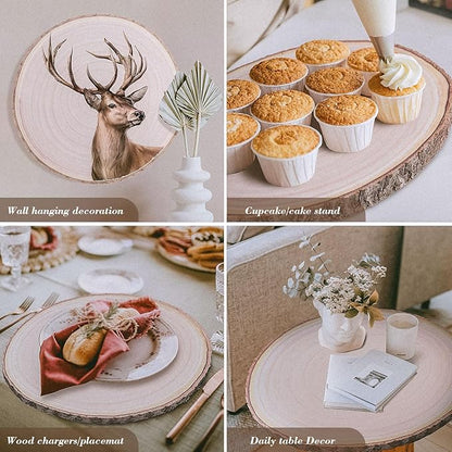 8Pcs 10-12 Inches Wood Slices Large Wood Rounds Centerpieces for Tables Rustic Round Wooden Discs