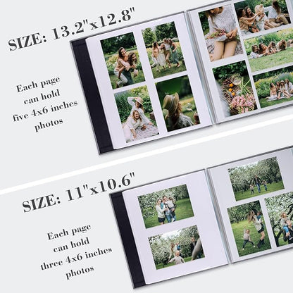 Aenbuslm Photo Album Self Adhesive Pages for 4x6 5x7 8x10 Pictures Scrapbook Magnetic Photo Albums with Sticky Pages Books with A Metallic Pen for Baby Wedding Family 11x10.6 Red 60 Pages