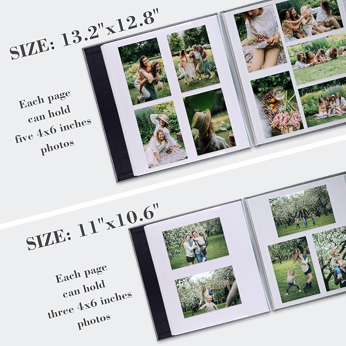 Aenbuslm Photo Album Self Adhesive Pages for 4x6 5x7 8x10 Pictures Scrapbook Magnetic Photo Albums with Sticky Pages Books with A Metallic Pen for Baby Wedding Family 11x10.6 GrassGreen 40 Pages