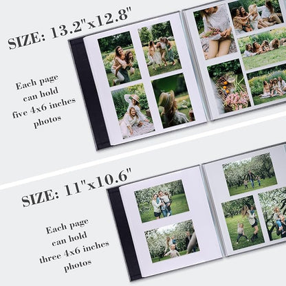 Aenbuslm Photo Album Self Adhesive Pages for 4x6 5x7 8x10 Pictures Scrapbook Magnetic Photo Albums with Sticky Pages Books with A Metallic Pen for Baby Wedding Family 11x10.6 GrassGreen 40 Pages