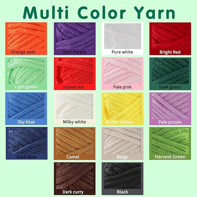 6 Super Bulky Velvet Chenille Yarn for Crocheting - 1 Skein of 200g/7 oz - Ultra Soft Heavy Weight Chunky Knitting Yarn for Baby Blankets, Amigurumi, Home Decor（Milky White，1 Skein）