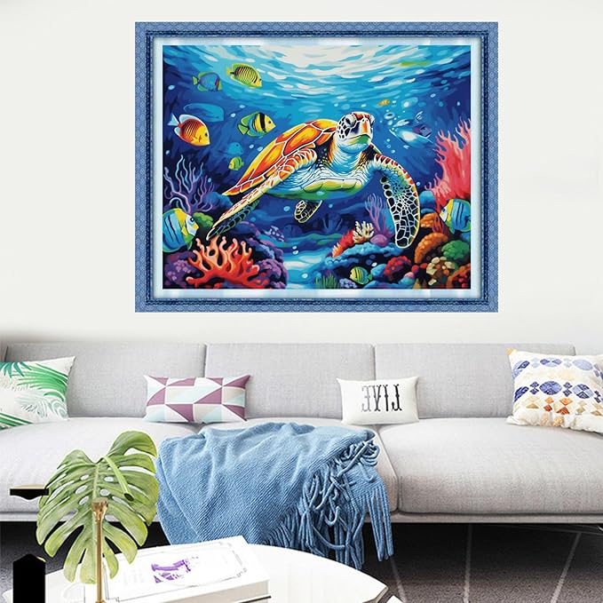 Dooxvey Cross Stitch Kits for Adults Stamped Full Range of Embroidery Starter Kits for Beginners 11CT Printed Cross Stitch Patterns Needlepoint Kits Stamped Crossstitching-Underwater World 16x20 inch