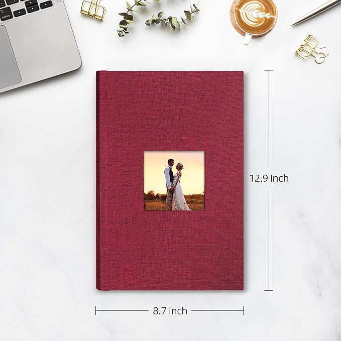 Mublalbum Photo Album 4x6 300 Photos Linen Cover with Memo Areas Photobook Pictures Book for Wedding Family Baby and Vacation (Red)