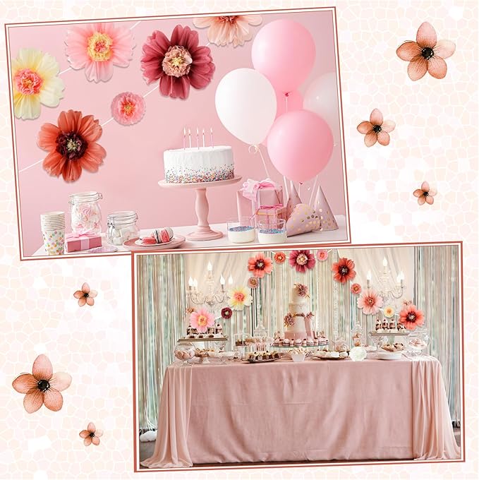 Crowye 36 Pcs Large Colorful Tissue Paper Flowers Decorations 20" Giant Fiesta Craft Crepe Paper Flowers for Wall Decor Backdrop Mexican Wedding Birthday Carnival Party (Vintage Color)