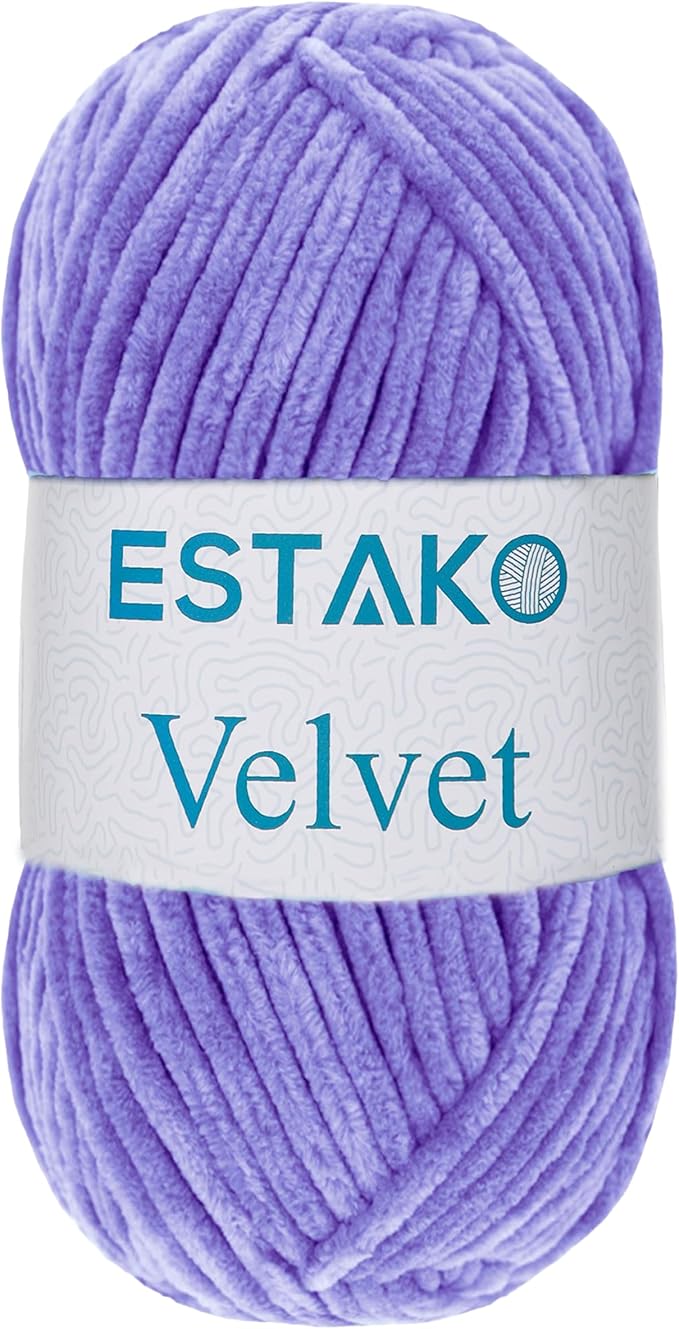 Estako Velvet Chenille Blanket amigurumi Yarn for Crocheting and Knitting Super Bulky 100 gr (132 yds) (1650 - Lavender)