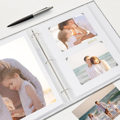 Remowith Large Scrapbook Album with 50 Sheets Plastic Sleeves and 8.5x11 Inch Scrap Book Paper, Linen Cover 3 Ring Photo album Scrapbooks for Wedding Baby Famliy Memory White