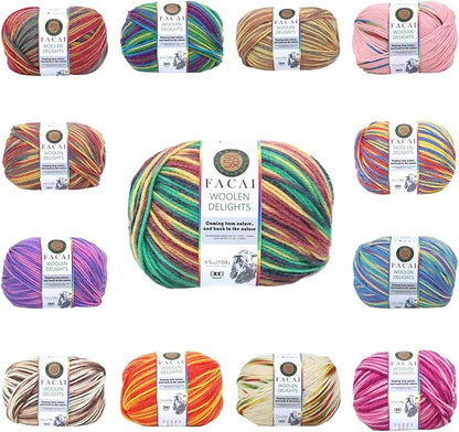 Facai Blend Merino Wool Yarn for Knitting - Worsted Weight,197yds (3.5oz) Ball, Ideal for Sweaters, Scarves, and Accessories (1, Jadeite Flower)