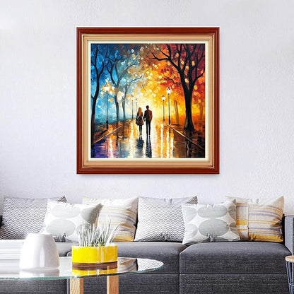 Foxhool Stamped Cross Stitch Kits,11CT Printed Cross Stitch Pattern Full Embroidery Kits for Beginner Needlepoint Kits&Lovers Walk 18x18 inch
